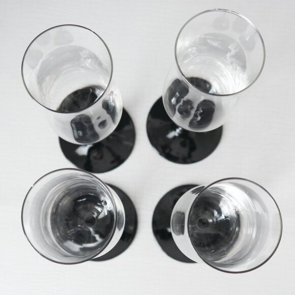 4 Vintage LUMINARC Black Stemmed Champagne Flutes France - Picture 5 of 5